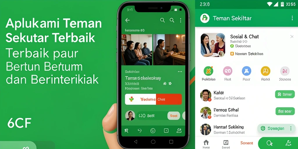 Tampilan antarmuka 6CF untuk mencari teman sekitar.
