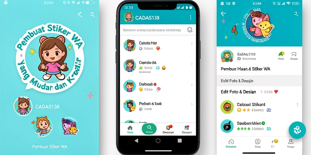 Tampilan antarmuka aplikasi CADAS138 untuk membuat stiker WhatsApp.