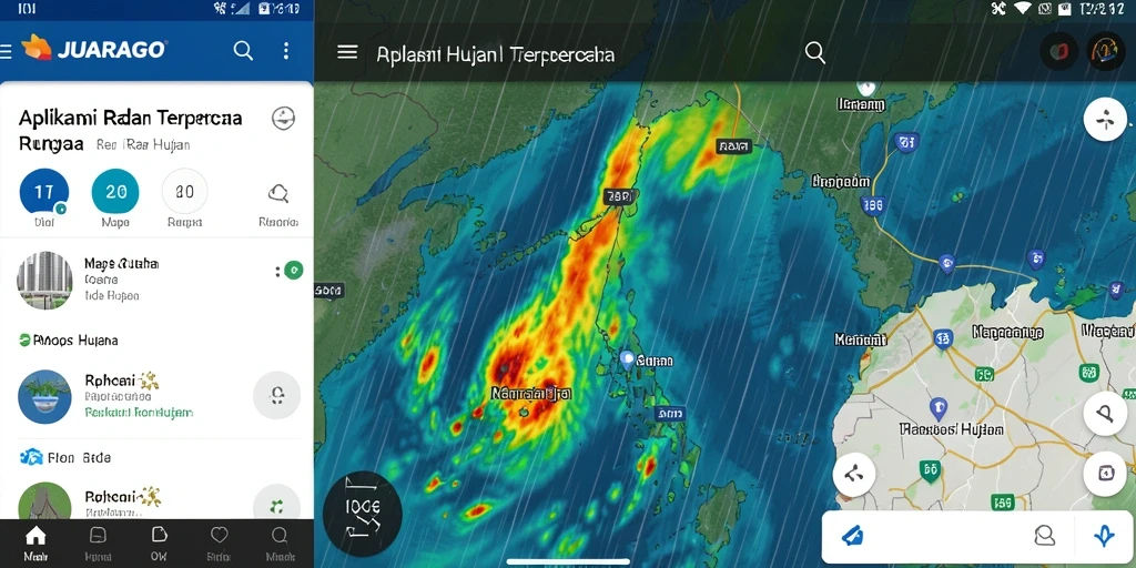 Antarmuka utama JUARAGO menampilkan radar hujan dengan informasi akurat.