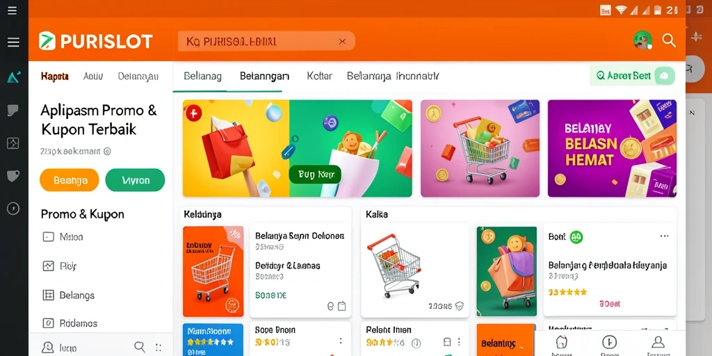 Antarmuka aplikasi PURISLOT yang mudah digunakan untuk menemukan kupon.