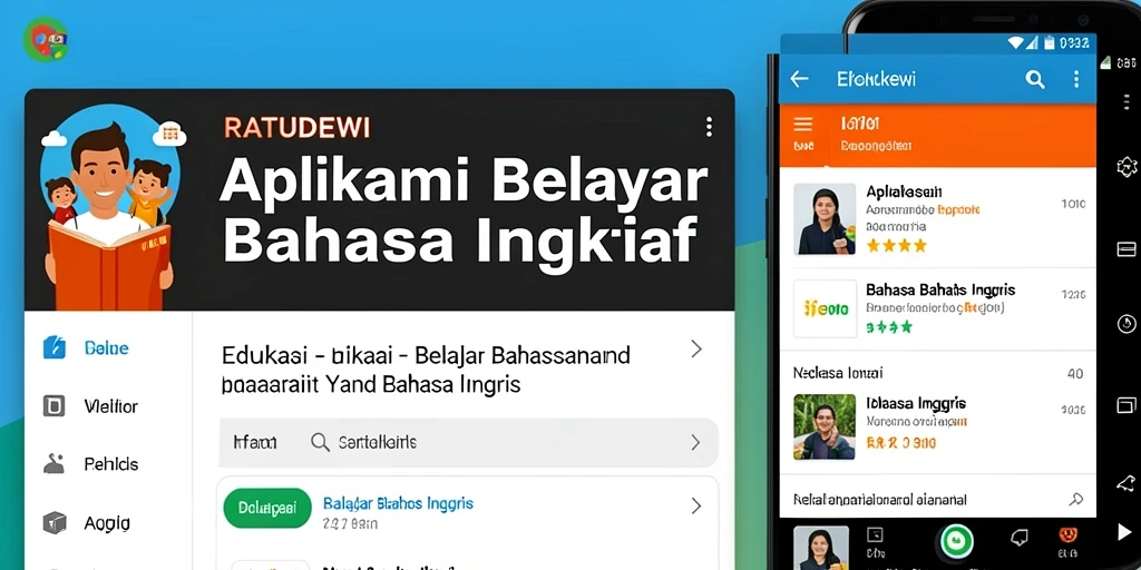 Antarmuka aplikasi RATUDEWI yang ramah pengguna untuk belajar Bahasa Inggris.