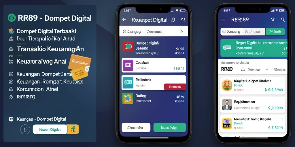 Antarmuka aplikasi Dompet Digital RR89 yang user-friendly dan modern.