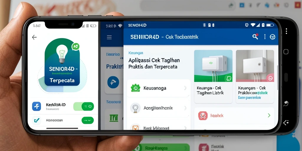 Antarmuka aplikasi SENIOR4D yang mudah digunakan untuk cek tagihan listrik.