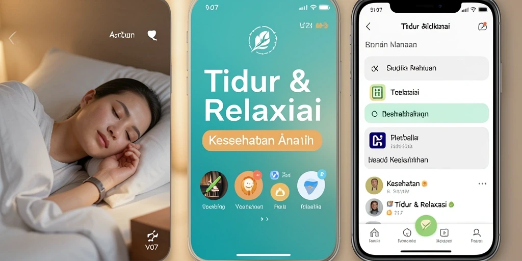 Screenshot antarmuka V07 menampilkan pilihan relaksasi menjadikan tidur lebih berkualitas.